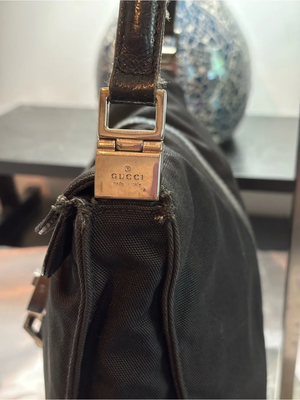 Vintage Rare Archival Gucci Black Nylon Flat Foldover Jackie Bag - Tom Ford Era
